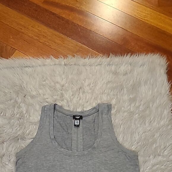 Express womens‎ soft gray lycocell stretch flowy scoop neck tank top - Picture 2 of 5
